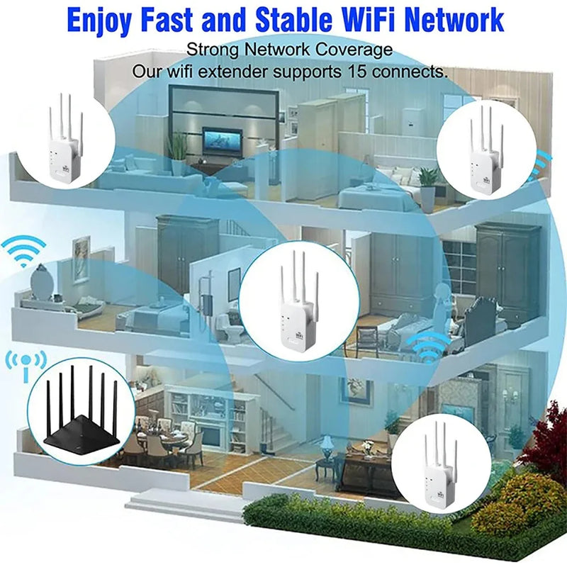 1200Mbps WiFi Repeater Wireless WIFI Extende WiFi Booster 2.4G/5G Dual-band Network Amplifier Long Range Signal WiFi Router