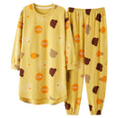 Big Size M-5XL Spring Knitted Cotton Pijamas Two Piece Set Long Sleeved Women Pyjamas Ladies Sleepwear Cute Cartoon Pijamas