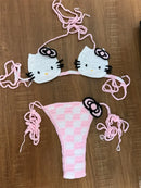 Lady's Cute Crochet Bikini Set 2 Pieces Bathing Suit Sexy Micro Bikinis 2024 Ties Swimsuit Thong Swimwear Women Swimming Suit