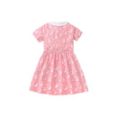 Jumping Meters  2-7 Years Girls Dresses Floral  Rabbit Print Collar Party Birthday Toddler Clothing Kids Short Sleeve Frocks