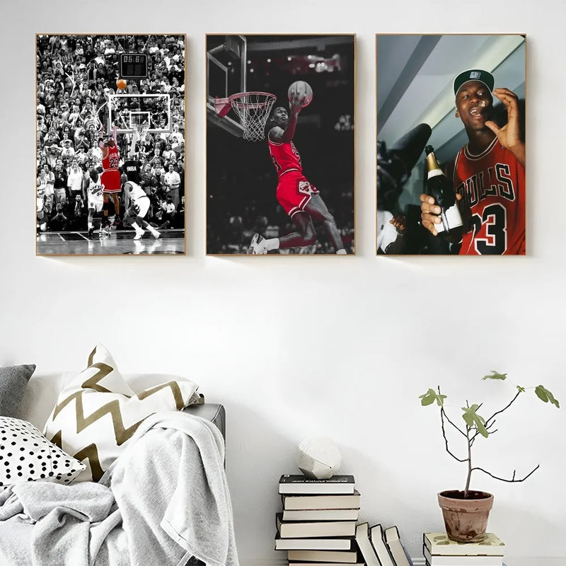 1PC M-Michael J-Jordan Poster Self-adhesive Art Waterproof Paper Sticker Coffee House Bar Room Wall Decor