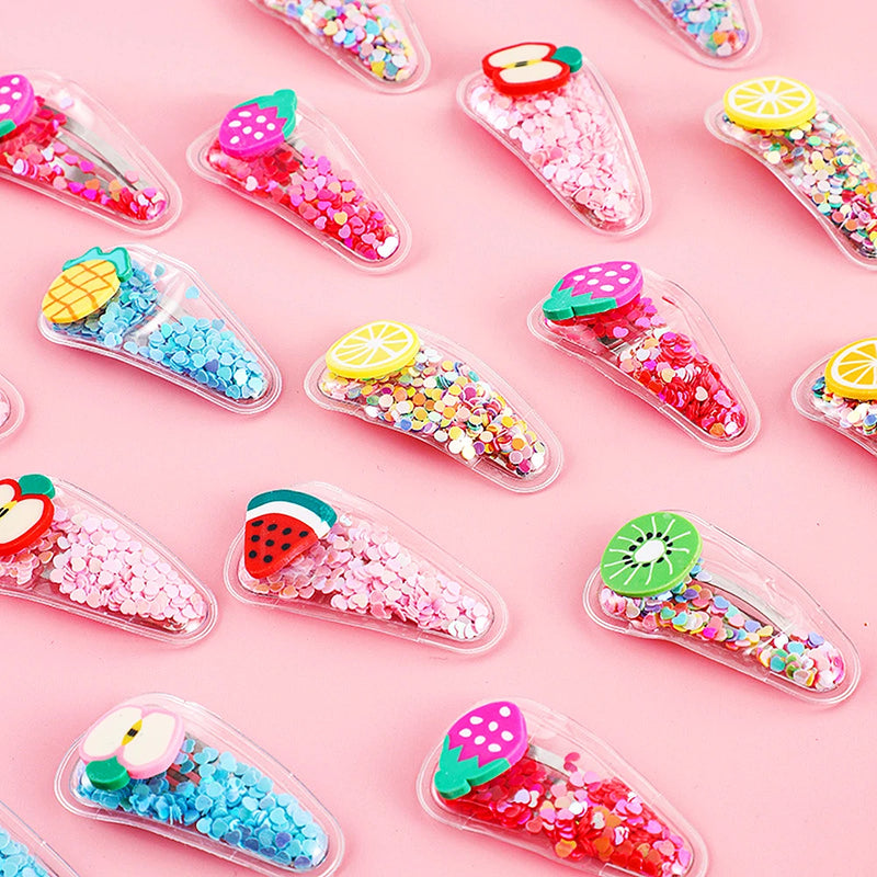 12Pcs Cute Girls Fruit Hairpins Girls Birthday Party Gifts Pinata Filler Carnival Easter Party Kindergarten Back to School Gifts
