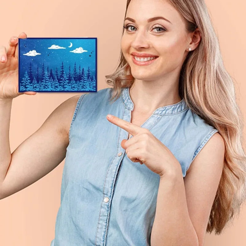 1pc Forest Clear Stamps Forest Sun Moon Cloud Trees Transparent Silicone Stamp Rubber Stamp for Scrapbooking4.3 x 6.3 x 0.1 Inch