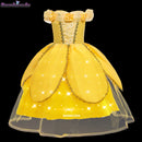 Girls Belle Princess Dress LED Light Up Summer Cosplay Costume Beauty and the Beast Clothing Birthday Party Gift