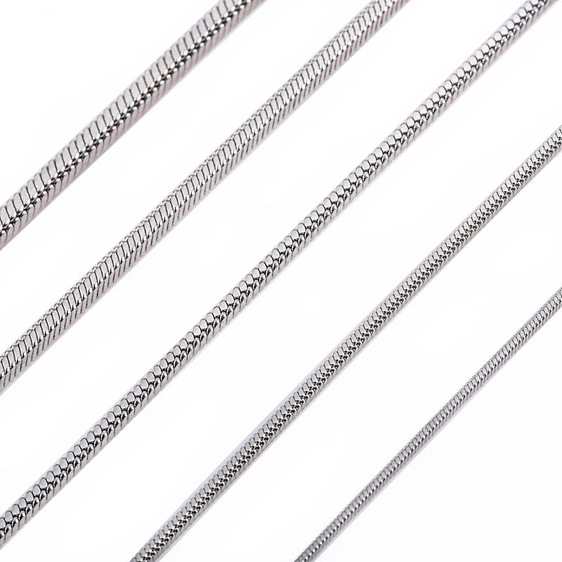 0.9/1.2/1.5/2/2.4mm Stainless Steel Square Snake Chain Necklace Silver Color For Men Women's Fashion Jewelry
