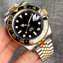Tandorio Yellow Gold NH34AA GMT Mechanical Men Watch 24 hours Gold Ceramic Insert 20bar Waterproof Luxury Diver Clock Rejor 40mm