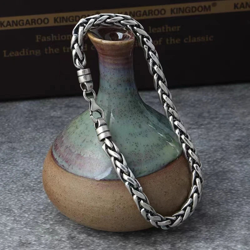 Men's Vintage Stainless Steel Keel Bracelet with Lobster Claw Clasp Fashion Ethnic Trend Jewelry Anniversary Gift