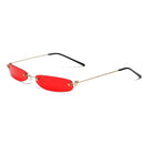 XaYbZc Narrow Sunglasses Men Rimless Summer 2025 Red Blue Black Rectangular Sun Glasses For Women Small Face Hot Selling
