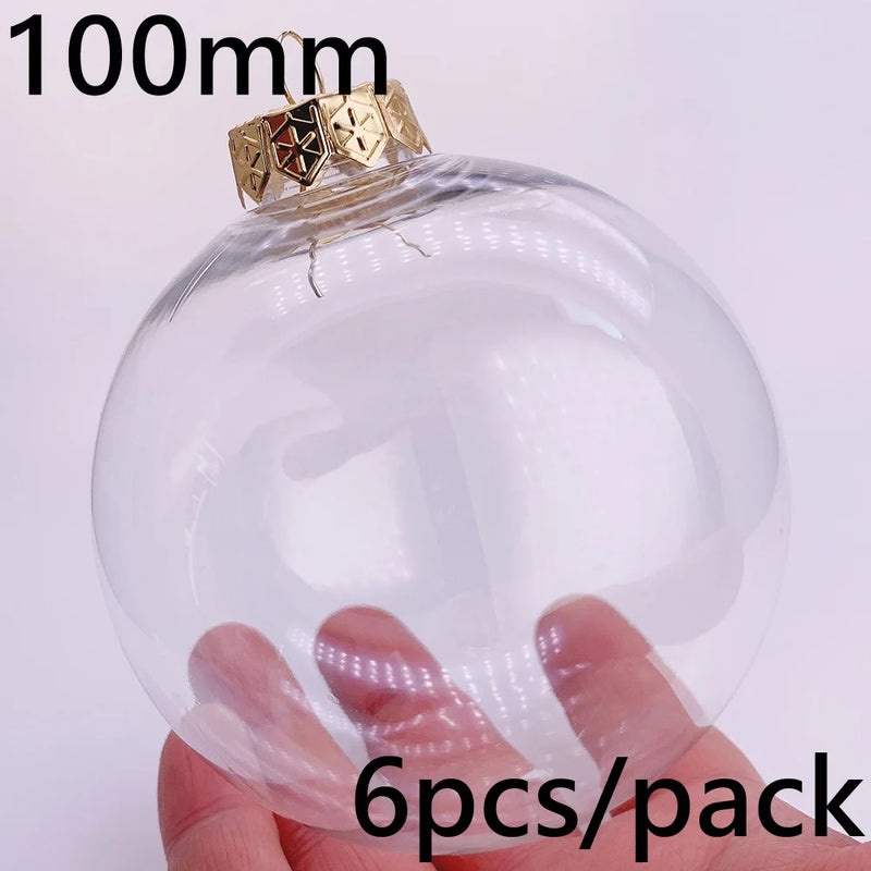 6 Pieces x DIY Shatterproof Transparent Home Christmas Decoration Bauble Ornament 80mm Plastic Window Opening Ball