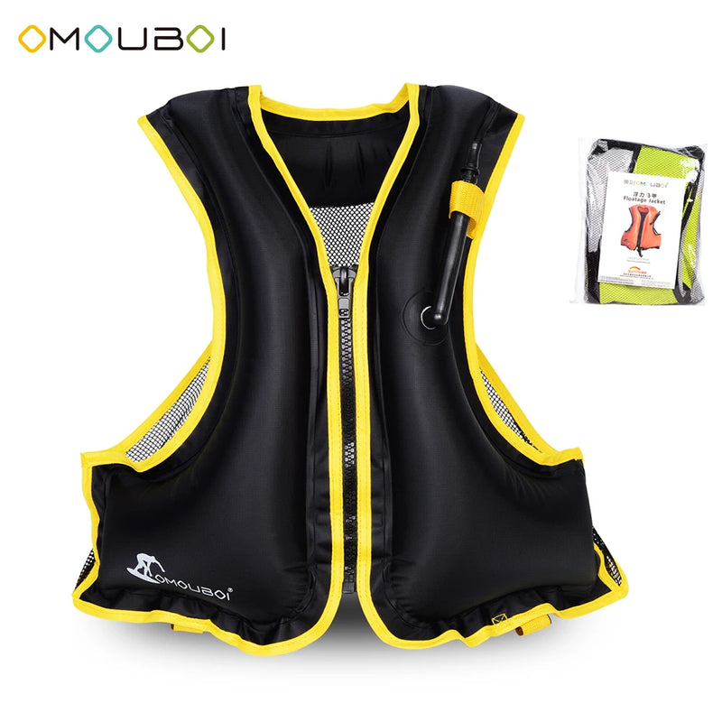 Adult Inflatable Swim Vest Life Jacket for Snorkeling Floating Device Swimming Drifting Surfing Water Sports Life Saving