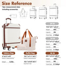 Hardshell Luggage Sets with Bags Lightweight Suitcase Double Spinner Wheels with TSA Lock Single Vintage Luggage 28 IN White
