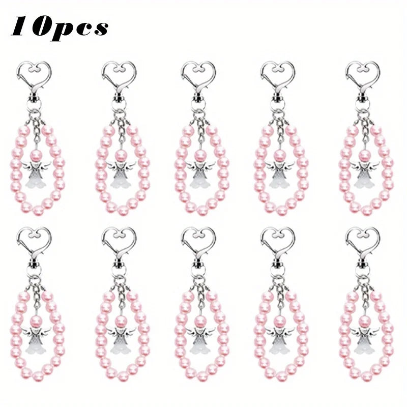 10 Pcs Cute Angel Keychains with Favor Boxes and Thank You Cards Baptism Bridal Shower Wedding Gender Reveal Party
