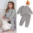 2026 Neuheiten Kleidung für kleine Mädchen Trainingsanzug 2-teiliges Set Warmer Fleece Einfarbiger Pullover+Hose Loungewear-Anzug für Kinder