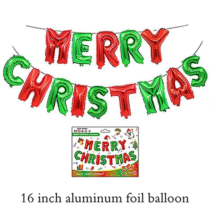 Merry Christmas Balloon Santa Claus Christmas Tree Elk Banner Ornaments Christmas Party Decorations For Home 2024 Xmas Pendants