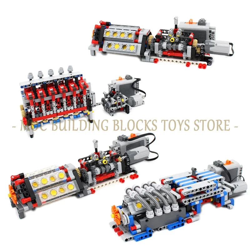 MOC Technology Building Blocks Bricks Power Functions Automotive Speed Gearbox Engine Transmission Machinery DIY Assembling Toys