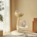 Modern Solid Wood Cat Tree with Plush Cushion and Toy Ball Activity Tower Center Cozy Rest Sisal Rope Scratching Post for Indoor