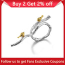 Lotus Fun Real 925 Sterling Silver Original Handmade Fine Jewelry Adjustable Ring 18K Gold Bird on Branch Rings for Women Bijoux
