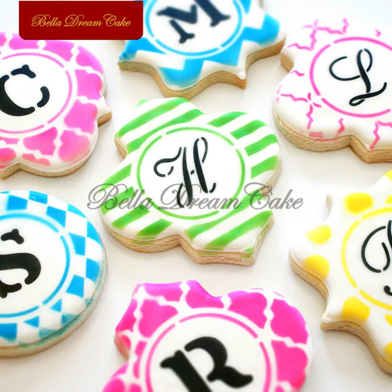 3pcs/set Capital Alphabet Cookie Stencil DIY Monogram Fondant Mold PET Chocolate Biscuit Template Cake Decorating Tools Bakeware