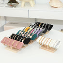 1pc Wooden Base T-Shaped PU Leather / Velvet Bracelet Display Rack Bangle Watch Hairband Jewelry Storage Stand Holder Organizer