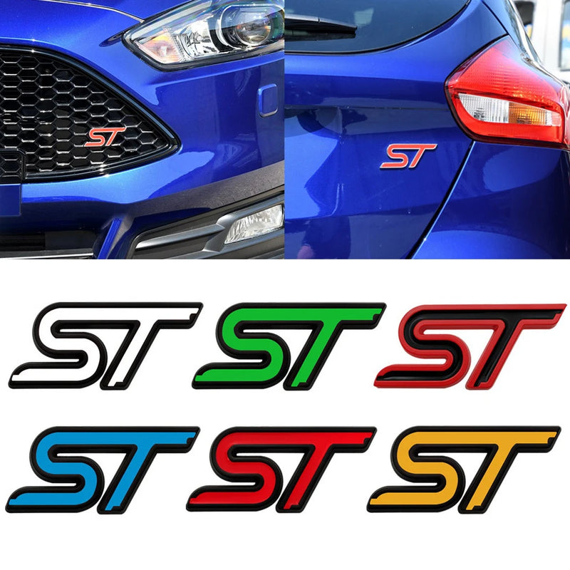 3D Metal ST Line Front Grille Emblem Badge Car Head Trunk Stickers For Ford Focus Mondeo Fiesta Explorer Styling Accessories