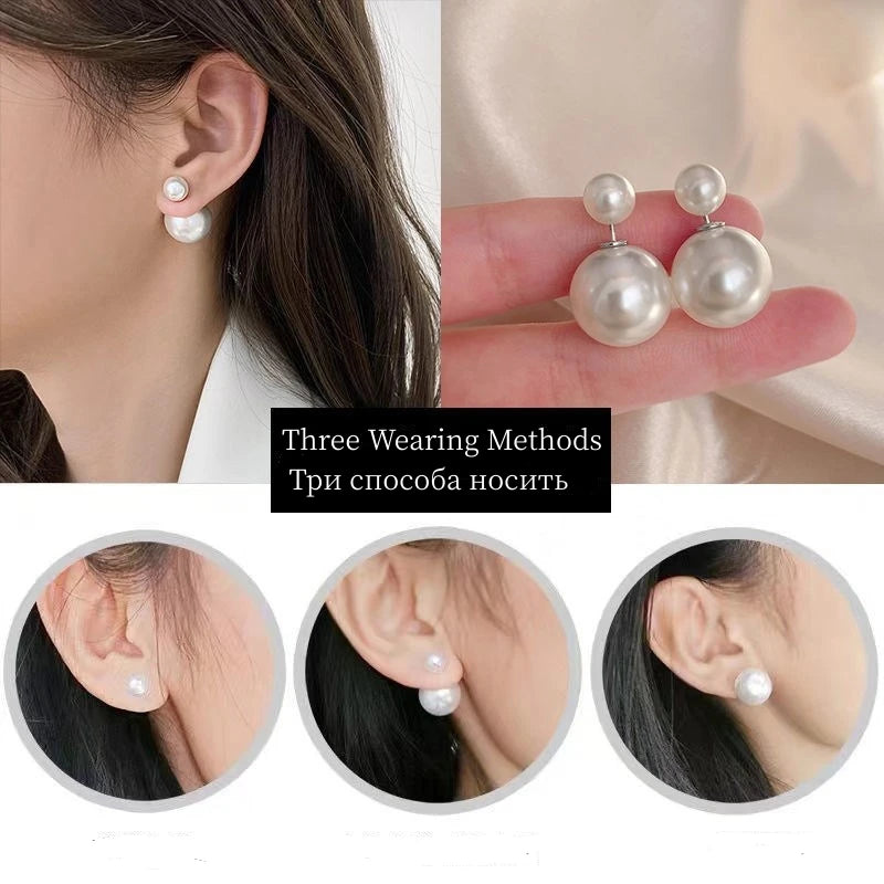 16mm Big Imitation Pearl Stud Earrings Women Europe and America Simple Round Ball Brincos Jewelry Birthday Friend Christmas Gift