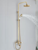 Retro Shower System Antique Brass Rainfall Shower With Handheld Shower Tub Spout For Bath Shower
