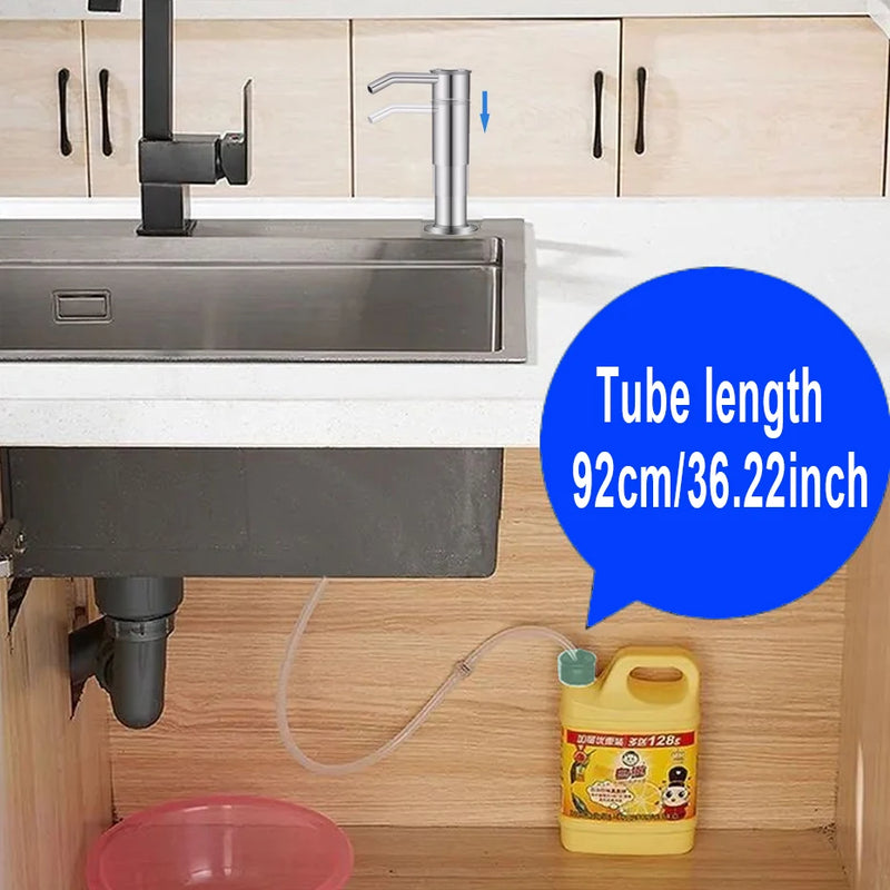 Kitchen Sink Soap Dispenser Upgraded Extended Tube Pump Dispenser Sink Countertop installation for Detergent and Hand Sanitizer