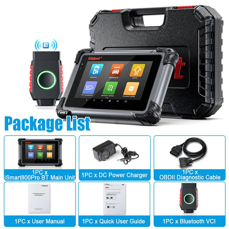 Vident iSmart800Pro BT Car Scanner All System Diagnosis 40 Reset Function OBDII Full Function Key Fob Programming