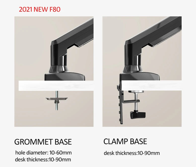 NB F80 with Laptop tray for 10"-17" laptop pad notebook desktop stand gas spring long arm full motion tilt clamp grommet hole