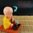 Solar Little Monk Creative Car Ornaments Dashboard Decoration Toys Chinese Style Buddhism Lucky Ornament Interior Accessories