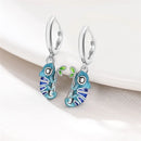 New 925 Silver Color Earrings Butterfly Firefly Ladybird Cactus Chameleon Star Double Hoop Earrings Fashion Party Unique Jewelry