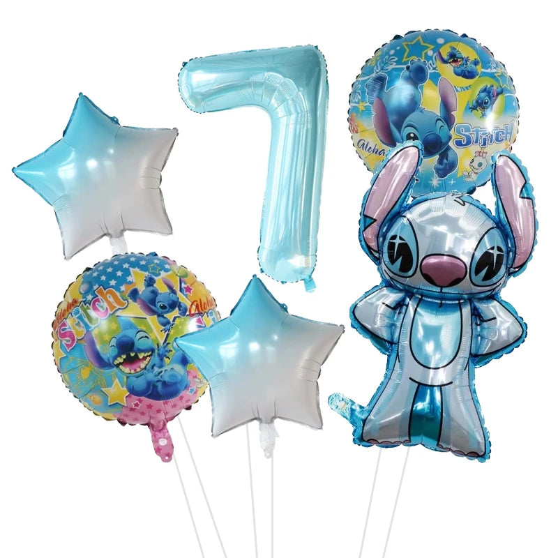 6pcs Disney Lilo & Stitch Party Balloons Stitch 32" Number Balloon set Baby Shower Birthday Party Decorations Kids Toy Gifts