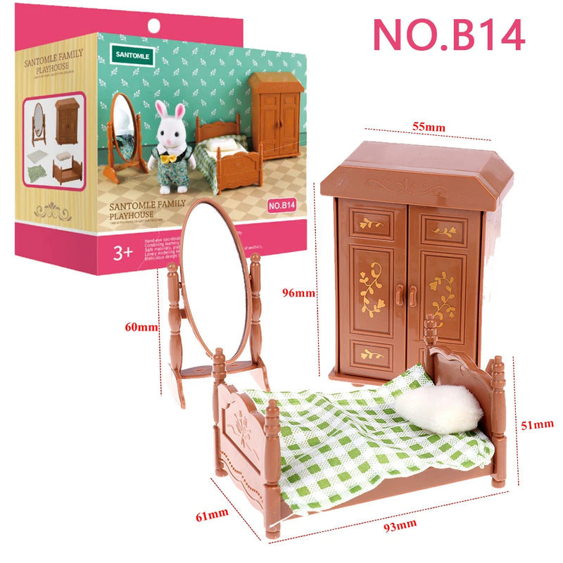 1:12Dollhouse Miniature Furniture Toys Set DIY Forest Family Kids Girls Pretend Play Furniture Toys Gift for Christmas Birthday