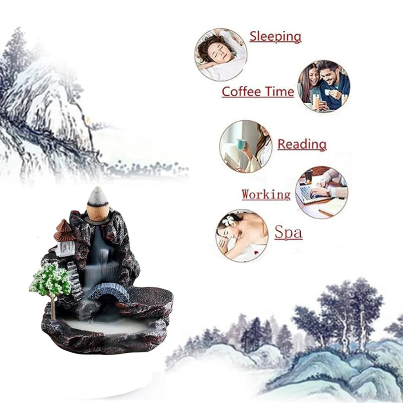 1 Resin Reflux Incense Burner, Zen Style Decoration Suitable For Sandalwood Indoor Bedroom Aromatherapy Decorations