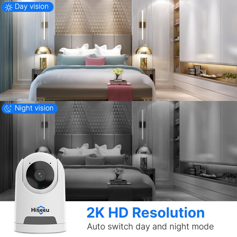 Hiseeu 2K 4MP Wifi PTZ IP Camera Smart Home 2 Way Audio Baby Monitor AI Tracking Video Surveillance Security Cameras