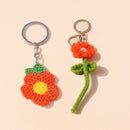 Lovely Handmade Knitted Flower KeychainCrocheted Key Rings for Women Girls Handbag Pendants Charms DIY Jewelry Gifts