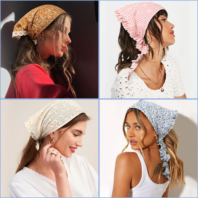 Molans Bandana Headband Chiffon Scarf Headbands Hair Bandana Floral Elastic Hair Kerchief Print Hair Scarves Kerchief for Women