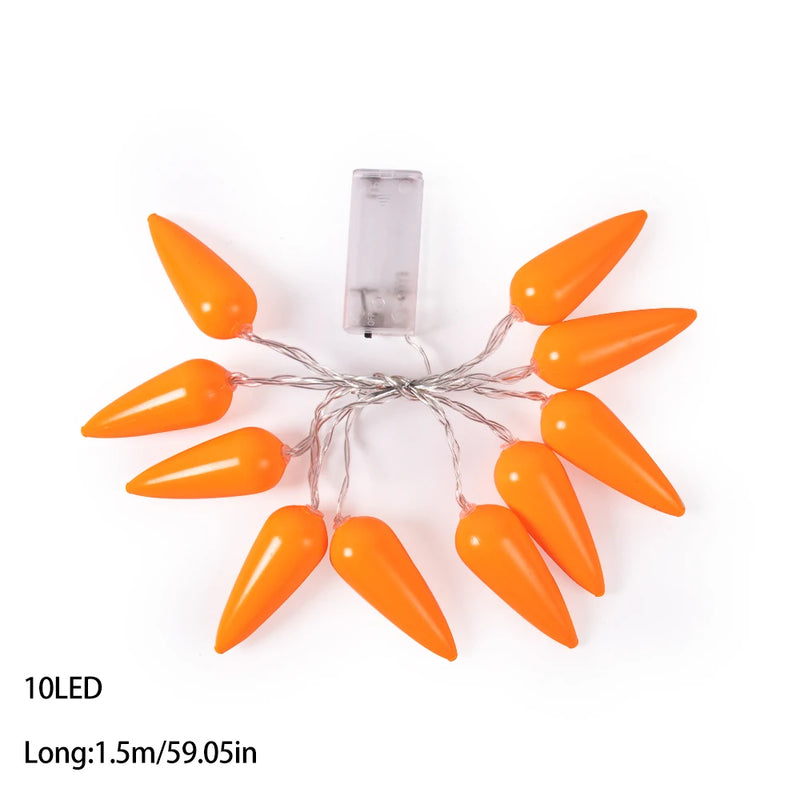 1.5m Easter LED Bunny String Lights for Home Decor Carrot Rabbit Chick Egg Fairy Light Garland Ornament Happy Easter Party Gifts