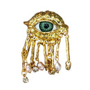 Women Vintage Eyes of Demon Brooch Pins Exaggerated Trendy Style Imitated Pearl Girls Evil Eyes Delicate Tassels Badge Jewelry