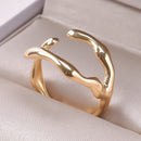 Unregelmäßige Flüssigkeitszweig 304 Edelstahlringe für Damen Herren Accessoires Modeschmuck Finger verstellbarer Ring Bague Party