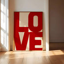Chic Blue Red Love Canvas Prints Minimalist Valentine's Day Wall Art Poster for Modern Living Room and Home Decor Christmas Gift