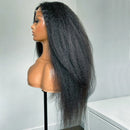 180 Density Preplucked Long 26 inch Soft Natural  Black Yaki Kinky Straight Hair Lace Front Wig For Women Synthetic Baby Hair