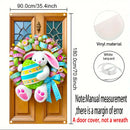 Easter Door Cover Decoration Plush Rabbit Wreath Easter Egg Coloured Ribbon Background Indoor Outdoor Porch Banner Party Supply