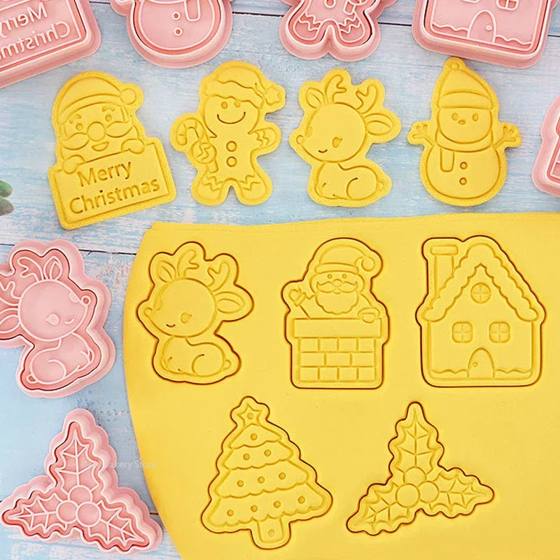 Multiple Sets DIY Cake Decorating Tools Christmas Cookie Cutters Cartoon Biscuit Mould DIY Fondant Mold Baking Tools for Kitchen