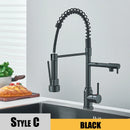 Kitchen Sink Faucet Pull Down Hot and Cold Water Mixer2 Mode Tap with Dual Spout 360 Rotation Flexible Deck Mounted