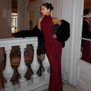 The Crimson Line | Sequin Sleeveless Maxi Gown