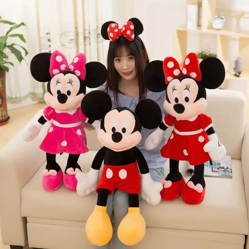 35cm Disney Couple Mickey Minnie Doll Cartoon Anime Red Pink Minnie Mouse Plush Toys Girlfriend Children Gifts Lovely Plush Toy