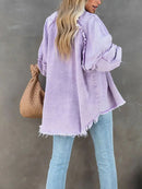 Neue 2025 Herbst Frühling Damen Unifarbenes Hemd Bluse Retro Denim Locker Koreanisch Weibliche Knöpfe Oberteile Vintage Lässige Langarmblusen