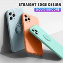 360 ° Rotating Metal Ring Holder Liquid Silicone Shockproof Soft Phone Case For IPhone 16 Pro Max 14 12 11 15 Pro Max Back Cover