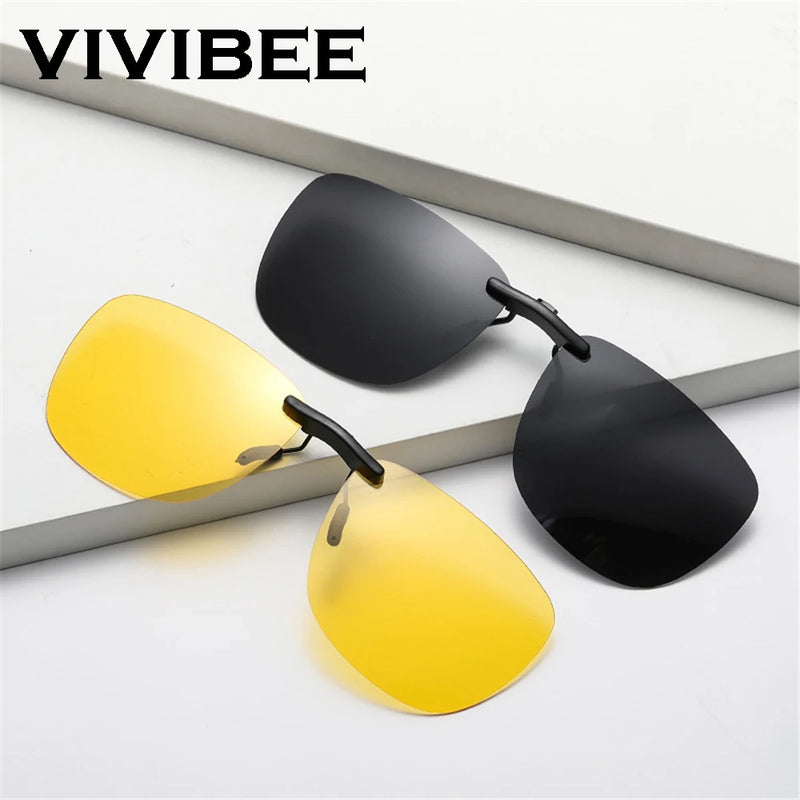 VIVIBEE Driving Clip On Sunglasses Unisex Eyeglasses Men Polarized Women Night Vision Fishing UV400 Outdoor Sun Glasses